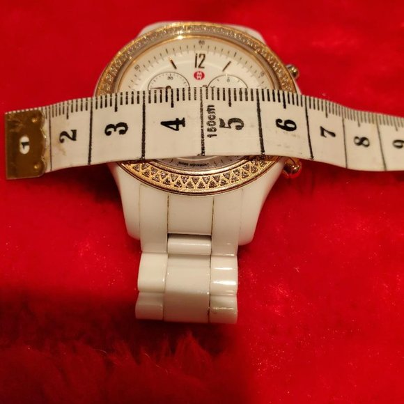 Michele White Ceramic Rose Gold Diamond watch.